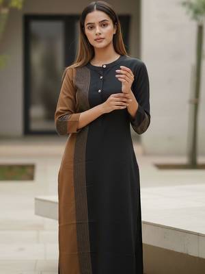Women Colourblocked Regular Kurta with Trousers 7