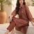 Women Printed Regular Chanderi Silk Kurta with Trousers