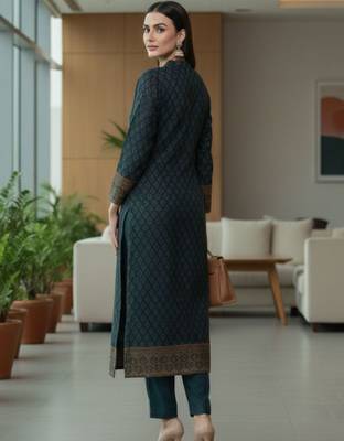 Women Ethnic Motifs Printed Regular Chanderi Silk Kurta with Trousers & With Dupatta 2
