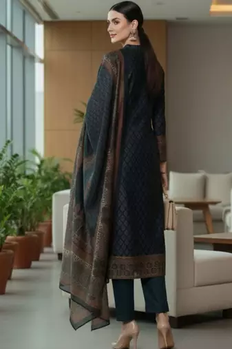 Women Ethnic Motifs Printed Regular Chanderi Silk Kurta with Trousers & With Dupatta