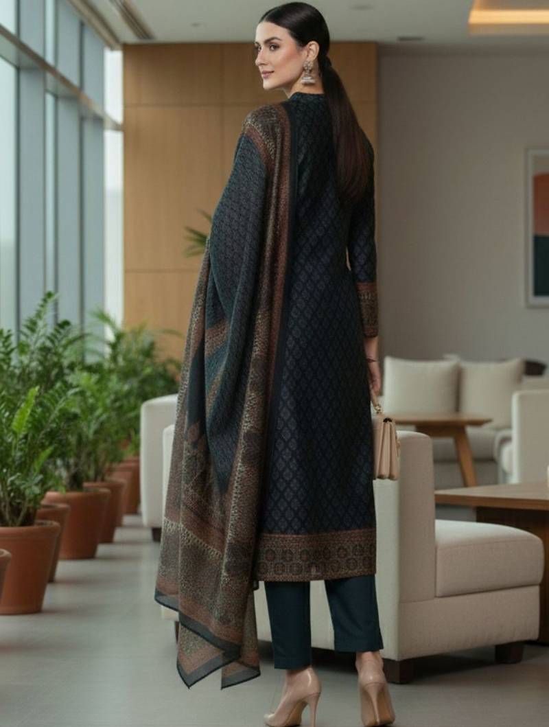 Women Ethnic Motifs Printed Regular Chanderi Silk Kurta with Trousers & With Dupatta
