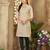 Beige color women's cotton woven work long kurti