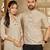 Beige color women's cotton woven work long kurti