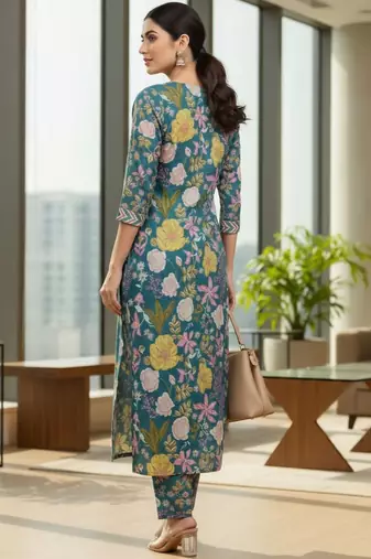 Women Floral Printed Regular Kurta with Trousers & With Dupatta