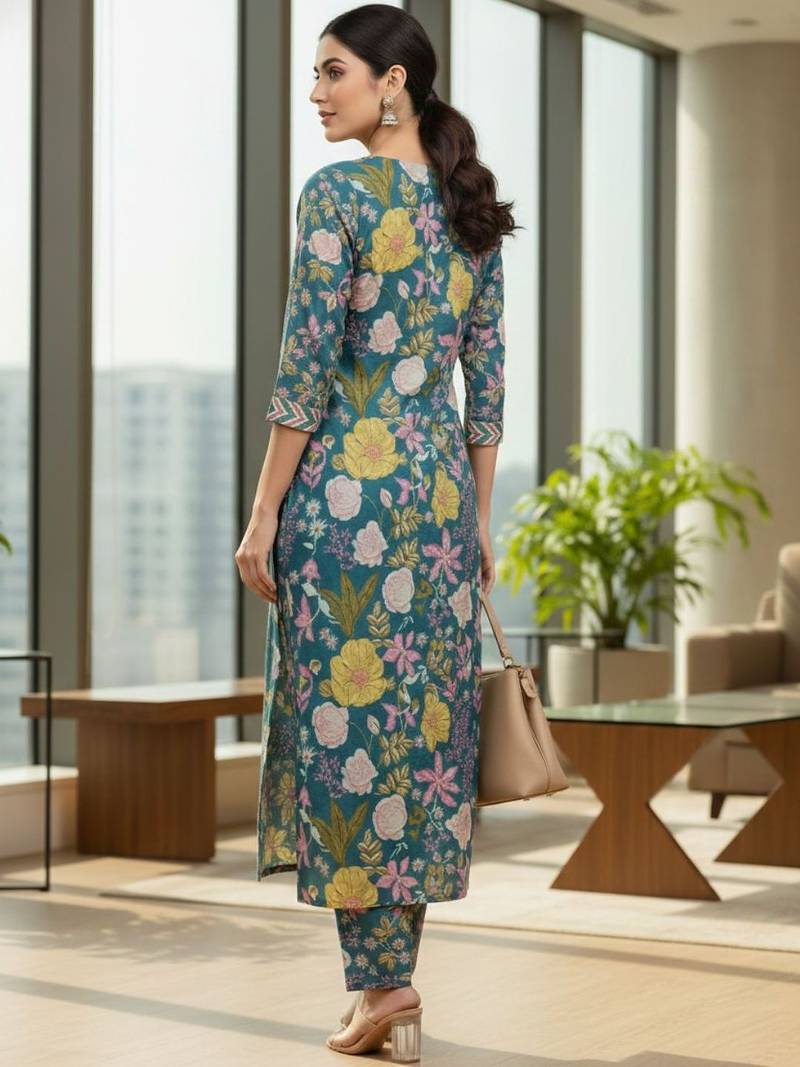 Women Floral Printed Regular Kurta with Trousers & With Dupatta