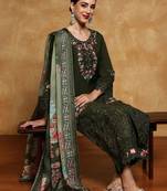 Women Floral Yoke Design Regular Thread Work Pure Cotton Kurta with Palazzos & With Dupatta