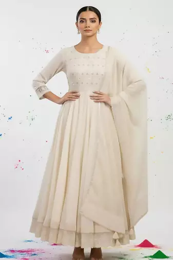 Women Ethnic Motifs Embroidered Tiered Sequinned Pure Cotton Kurta with Pyjamas & With Dupatta