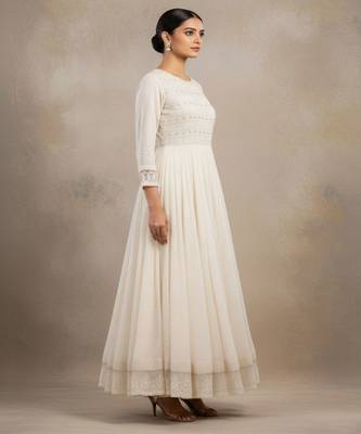 Women Ethnic Motifs Embroidered Tiered Sequinned Pure Cotton Kurta with Pyjamas & With Dupatta 4