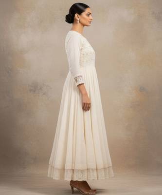 Women Ethnic Motifs Embroidered Tiered Sequinned Pure Cotton Kurta with Pyjamas & With Dupatta 6
