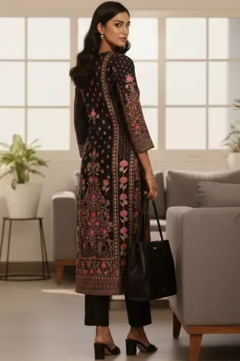 Women Ethnic Motifs Printed Regular Chanderi Silk Kurta with Trousers