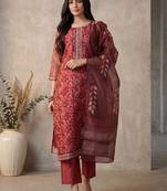 Women Ethnic Motifs Printed Regular Sequinned Kurta with Trousers & With Dupatta