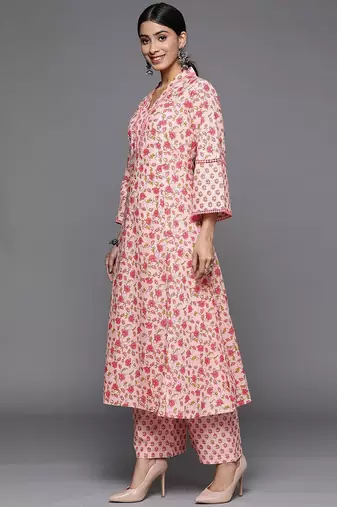 Women Floral Printed Pure Cotton Kurta Sets With Dupatta