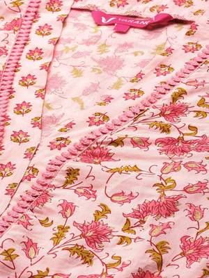 Women Floral Printed Pure Cotton Kurta Sets With Dupatta 6