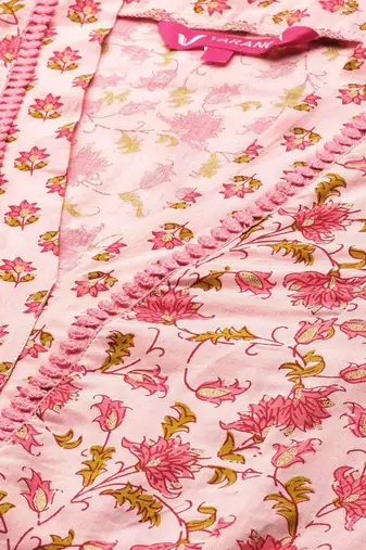 Women Floral Printed Pure Cotton Kurta Sets With Dupatta