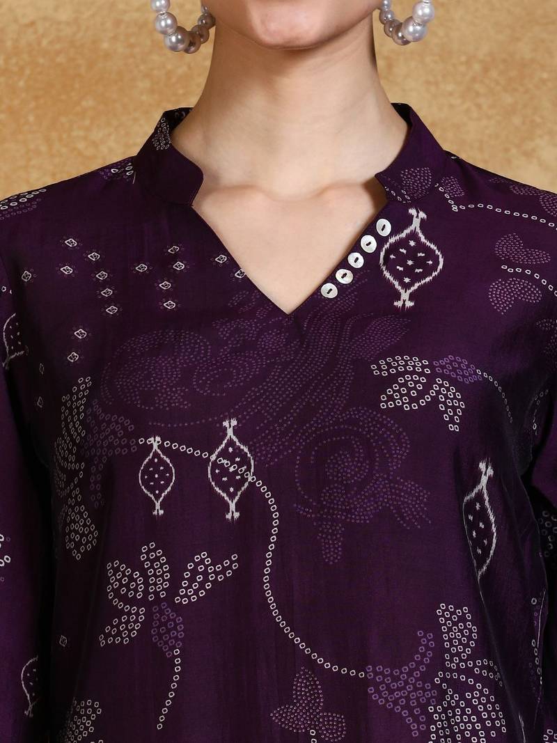 Women Bandhani Printed Kurta with Trousers