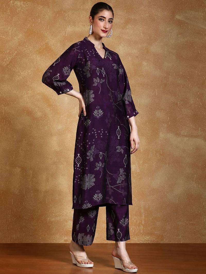 Women Bandhani Printed Kurta with Trousers