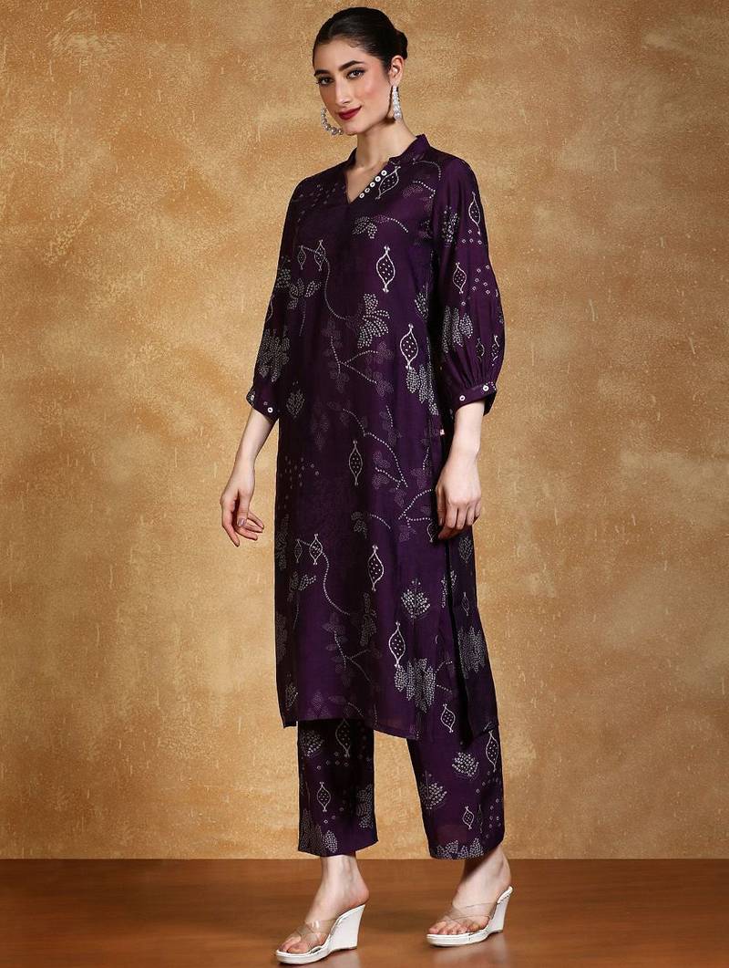 Women Bandhani Printed Kurta with Trousers