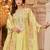 Floral Embroidered Chanderi Cotton Round Neck A-Line Kurta With Trousers & Dupatta