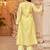Floral Embroidered Chanderi Cotton Round Neck A-Line Kurta With Trousers & Dupatta