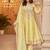 Floral Embroidered Chanderi Cotton Round Neck A-Line Kurta With Trousers & Dupatta