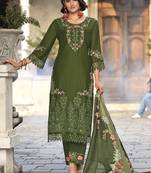 Floral Embroidered Thread Work Pure Cotton Straight Kurta With Trousers & Dupatta