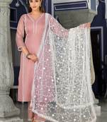 Floral Regular Thread Work Kurta with Trousers & Dupatta
