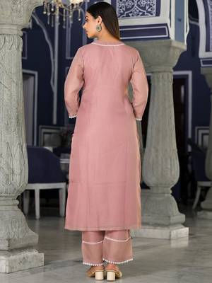 Floral Regular Thread Work Kurta with Trousers & Dupatta 4