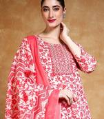 Women Floral Yoke Design Regular Kurta Sets With Dupatta