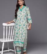 Floral Printed Regular Pure Cotton Kurta with Trousers