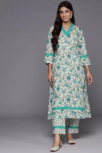 Floral Printed Regular Pure Cotton Kurta with Trousers