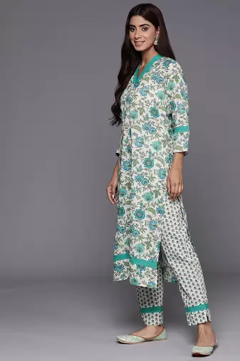 Floral Printed Regular Pure Cotton Kurta with Trousers