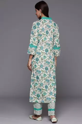 Floral Printed Regular Pure Cotton Kurta with Trousers
