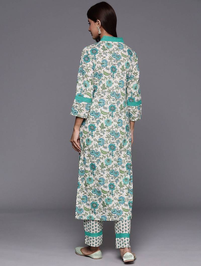 Floral Printed Regular Pure Cotton Kurta with Trousers