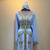 Sky Blue Embroidered Hooded Kaftan Dress with Gold Detailing Stitched Dresses