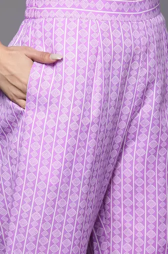Floral Printed Thread Work Kurta with Trousers & Dupatta