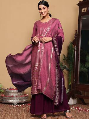 Women Embroidered Regular Sequinned Kurta with Sharara & With Dupatta 1