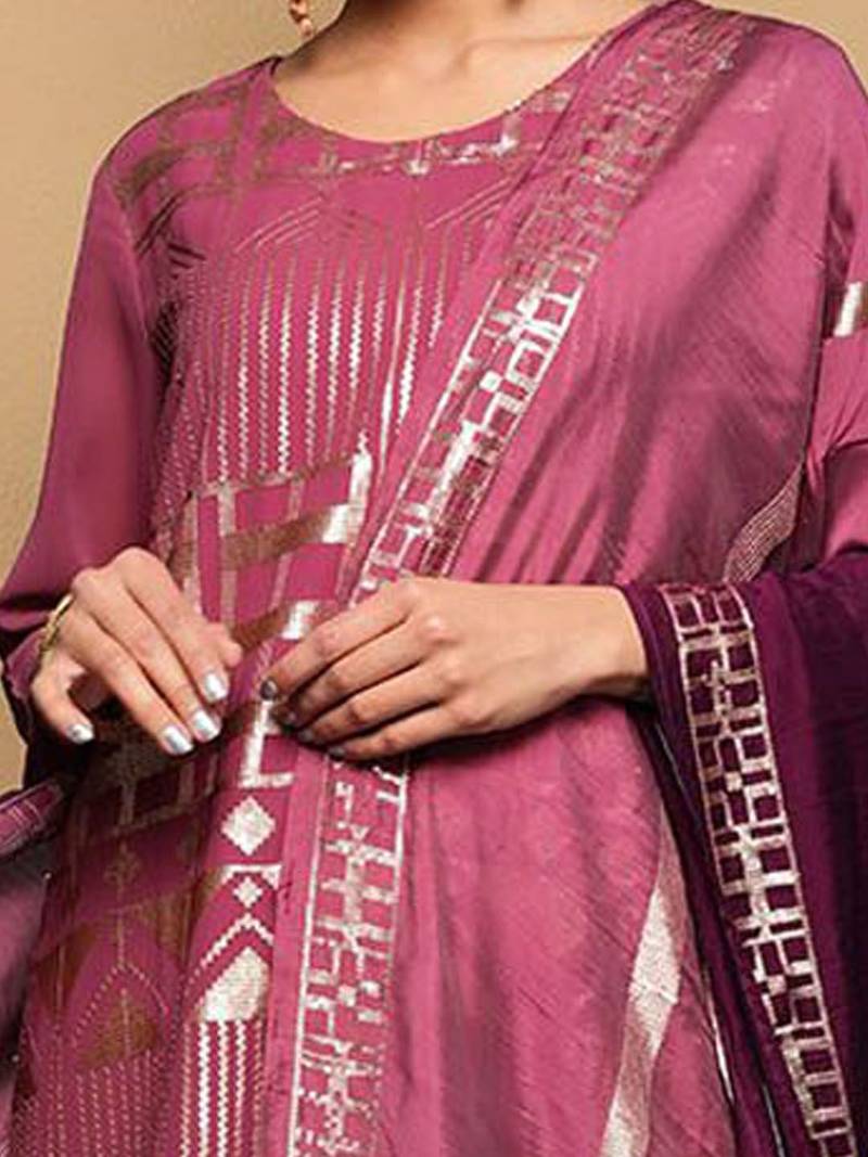 Women Embroidered Regular Sequinned Kurta with Sharara & With Dupatta