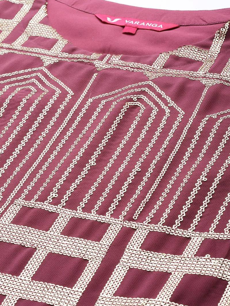 Women Embroidered Regular Sequinned Kurta with Sharara & With Dupatta
