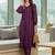 Women Striped Regular Silk Crepe Kurta with Trousers