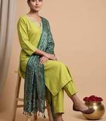 Women Ethnic Motifs Embroidered Regular Thread Work Kurta with Trousers & With Dupatta