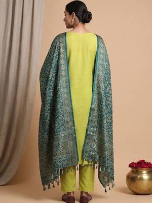 Women Ethnic Motifs Embroidered Regular Thread Work Kurta with Trousers & With Dupatta 7