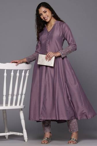 Sequinned Panelled Pure Silk Kurta with Trouser