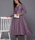 Sequinned Panelled Pure Silk Kurta with Trouser