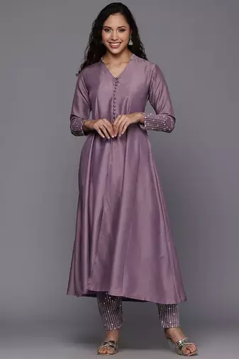 Sequinned Panelled Pure Silk Kurta with Trouser