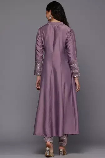 Sequinned Panelled Pure Silk Kurta with Trouser