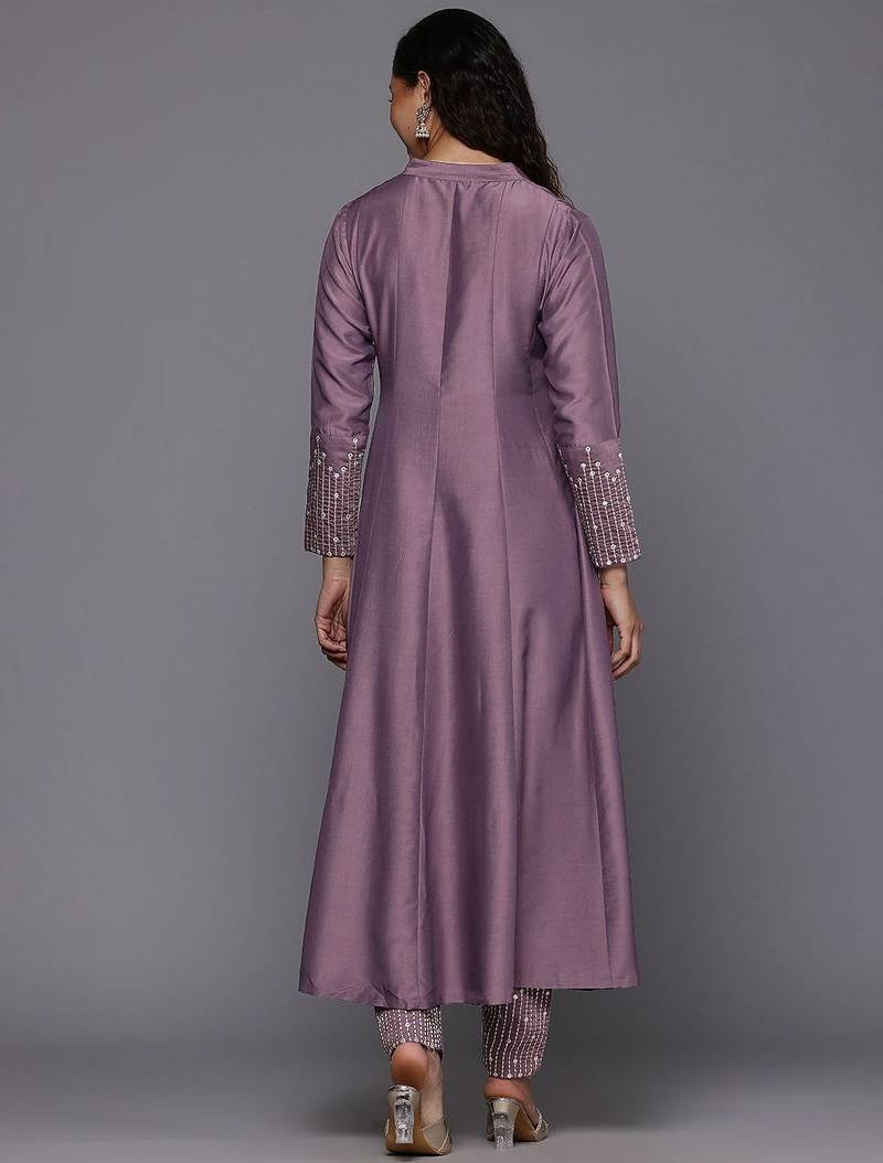 Sequinned Panelled Pure Silk Kurta with Trouser