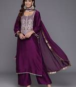 Women Ethnic Motifs Embroidered Kurta with Palazzos & With Dupatta