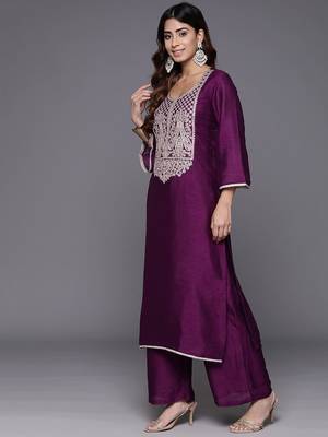 Women Ethnic Motifs Embroidered Kurta with Palazzos & With Dupatta 5