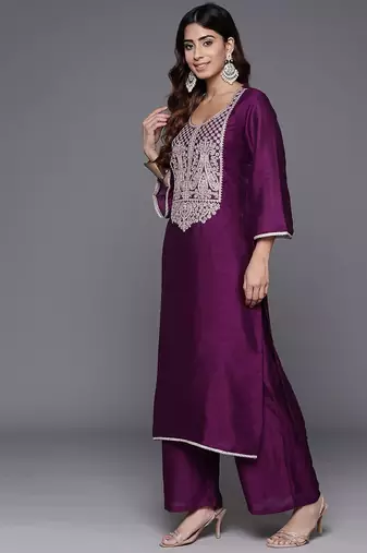 Women Ethnic Motifs Embroidered Kurta with Palazzos & With Dupatta
