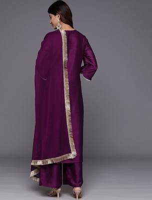 Women Ethnic Motifs Embroidered Kurta with Palazzos & With Dupatta 6